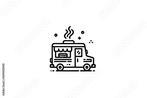 Outline drawing of a food truck.