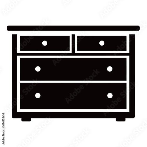 black and white silhouette of a Dresser vector on a white background