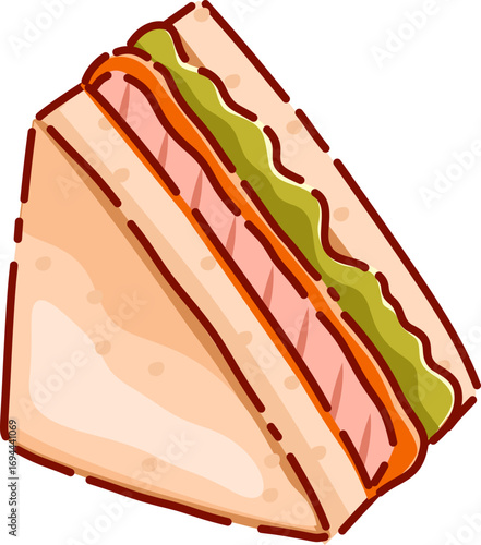 Illustration of a Ham and Lettuce Sandwich