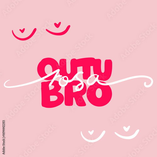 Outubro rosa lettering rosa e branco delicado e feminino para campanha