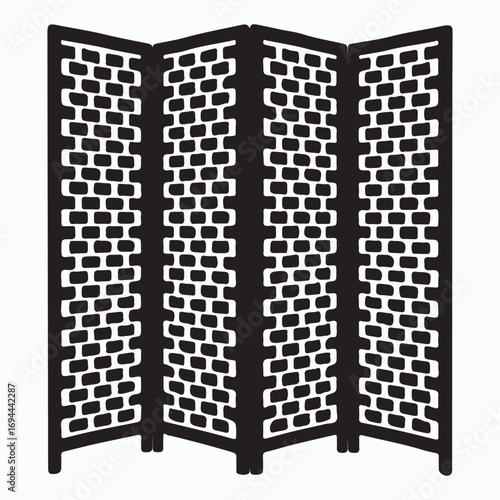 Room divider folding screen solid icon illustration