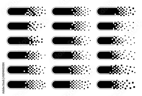 Pixelated Pill Shapes Dissolving into Squares