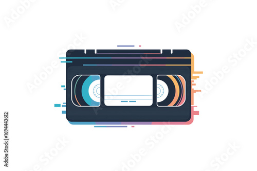 Retro VHS Tape Nostalgia: Vintage Media with Glitch Effect for 80s and 90s Themes, Perfect for Graphic Design and Creative Projects