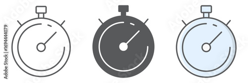 Stopwatch icon collection, fitness and sport, timer sign vector graphics, editable stroke linear icons