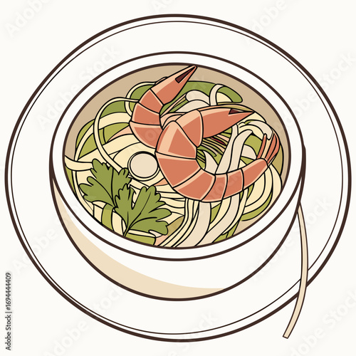 Shrimp Noodle Soup A Nutritious and Delicious Culinary Delight, Fresh Ingredients and Tasty Broth