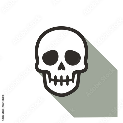 Black and white skull with gray shadow human skull