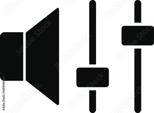 Adjusting volume regulator icon, design in trendy style. Audio controller solid flat icon. Vector illustration