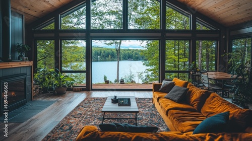 Rustic lakefront living room (2)
