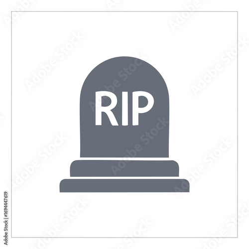 Gray tombstone with white rip inscription gravestone death