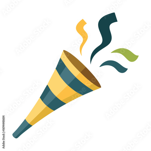 Party horn blowing colorful streamers popper confetti