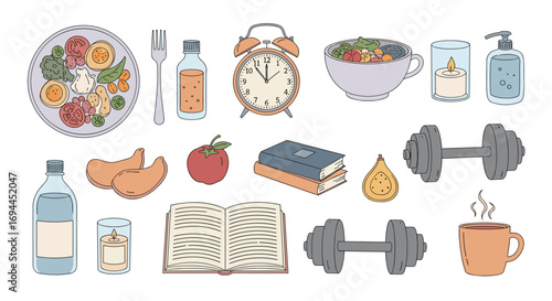 A healthy lifestyle featuring balanced nutrition fitness and self care essentials