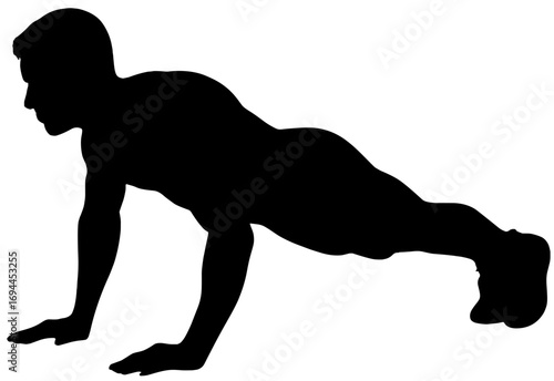 Silhouette of Man Doing Push Up Exercise | Fitness Workout Vector