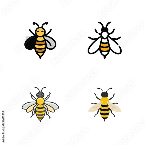 Sweet Bee Icons, Honeycomb Collection, Busy Bee Silhouettes, Nectar & Hive Symbols, Golden Honey Icons