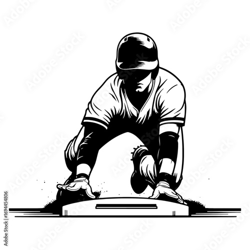 Baseball Player Sliding Headfirst Into Base