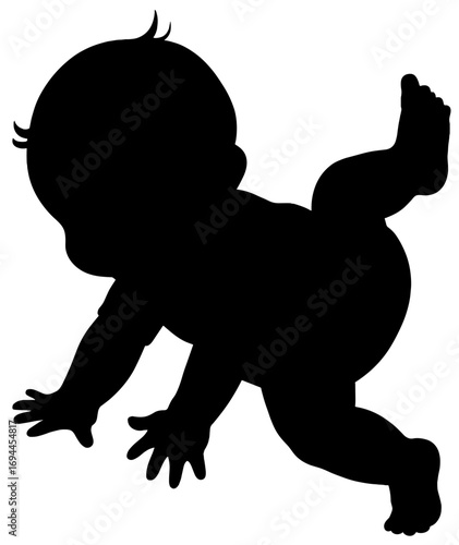 Silhouette of Cute Baby Crawling