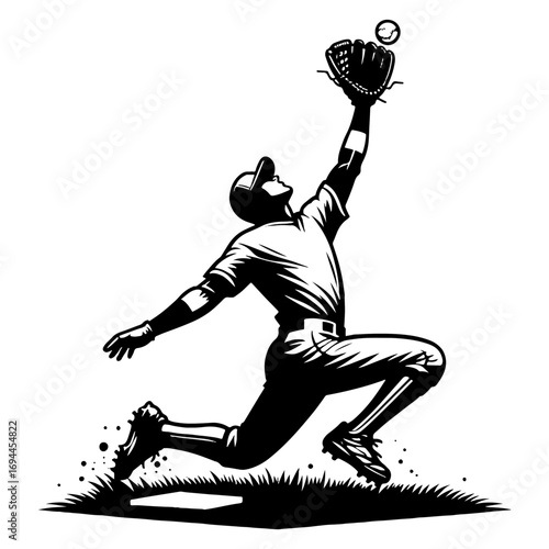 First Baseman Leaps To Snag Pop Fly