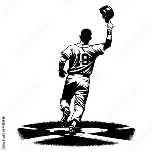 Baseball Player Raising Helmet At Home Plate