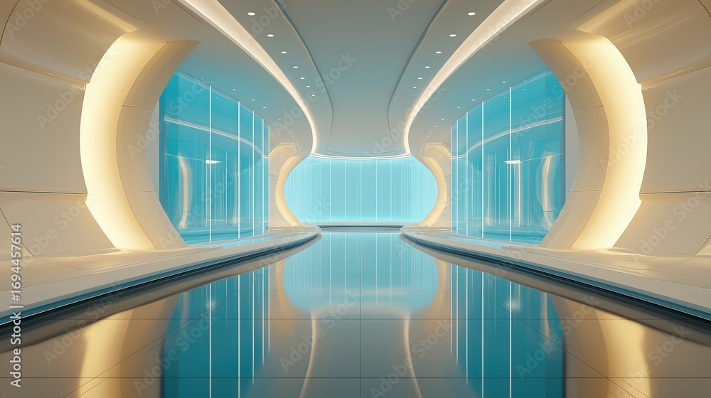 Fototapeta premium Futuristic Interior with Sleek Curved Design