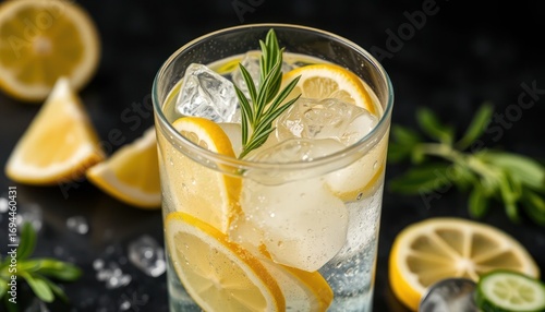 Refreshing Lemon and Rosemary Sparkling Water Drink