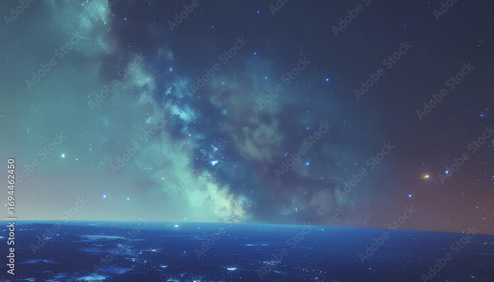 Fototapeta premium A breathtaking view of the Earth from space, showcasing a vibrant nebula.