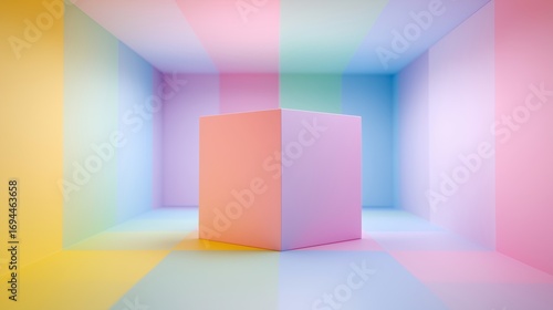 Colorful Geometric Shapes in Minimalist Space