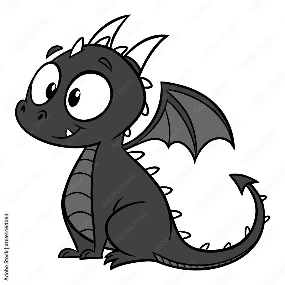 Fototapeta premium cute dragon, halloween dragon, kawaii dragon, baby dragon illustration, cartoon dragon