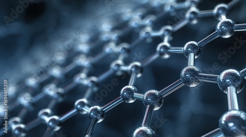 Graphene Background. Nanotechnology Research Concept with Molecular Structure Grid