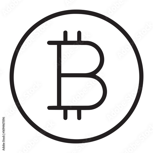 Cryptocurrency Outline Icon – Digital Currency and Blockchain Vector