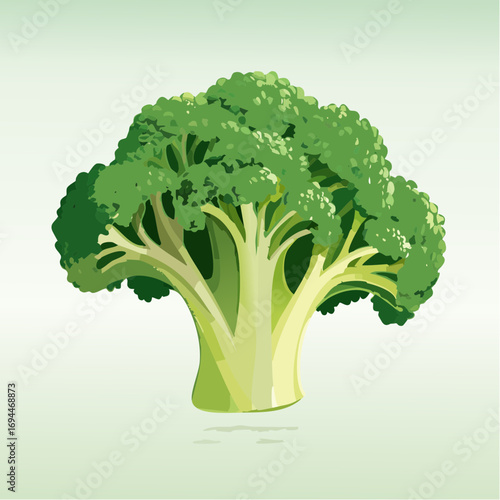 Vibrant Green Broccoli Illustration on Light Green Background