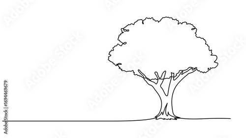tree vector continuous one line drawing animation, Leaves continuous line drawing animated video. Plant branch one line art, Animated self drawing of continuous line draw plant and speech bubble.