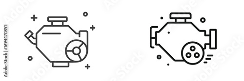 Car engine motor line icon set for automotive service and repair symbol isolated on a white background