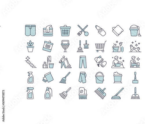 Cleaning Icons Set Household Chores and Supplies illustration vector