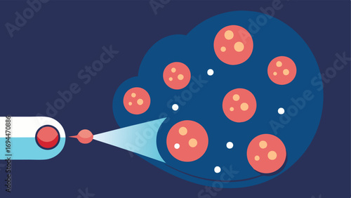 Exosome Flow Illustrate a dynamic flow of exosomes traveling from a treatment device to the skin surface depicted as tiny glowing spheres merging into the skin.