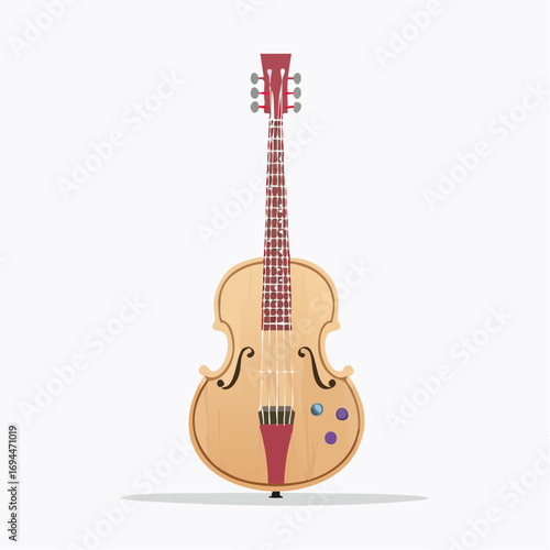 Vintage electric upright bass guitar evokes classic jazz and blues music vibes with its timeless design