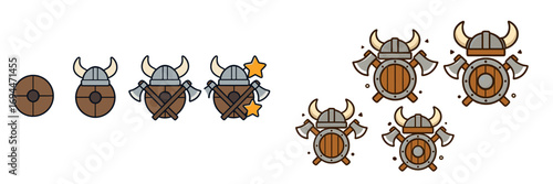 Collection of stylized characters enjoying summer beach activities including people sunbathing on a towel, walking, carrying a surfboard, and swimming in the ocean