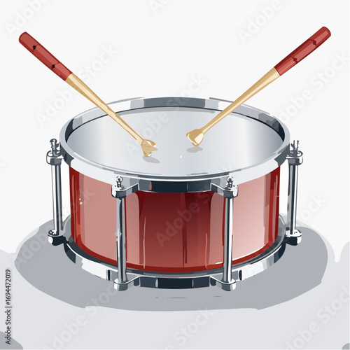 Dynamic snare drum with crossed sticks ready for rhythmic performance, perfect for music and performance concepts