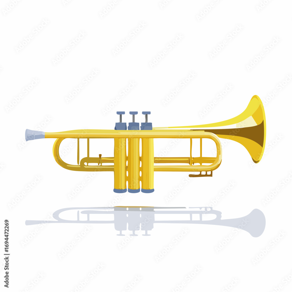 Fototapeta premium Golden trumpet gleams with musical elegance, ready to perform vibrant jazz solos and classical melodies.