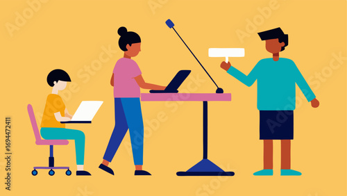 Adaptive Learning Tools A student using a customized desk equipped with a heightadjustable platform and a slant board while others are using various learning tools to demonstrate