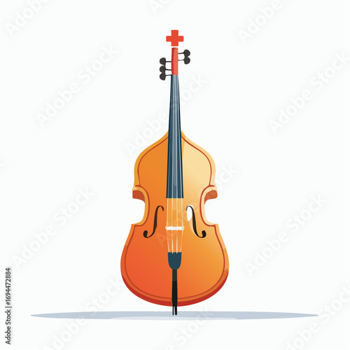 Elegant double bass with vibrant orange finish, perfect for music projects and classical performances