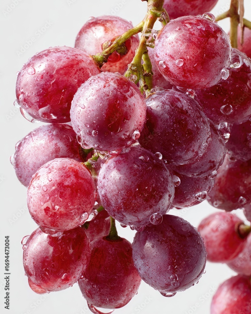 Fototapeta premium Close-up of a bunch of wet, red grapes
