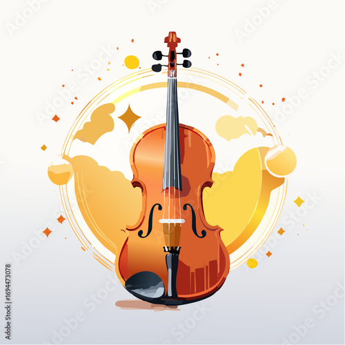Elegant violin artwork with golden accents evokes timeless musical artistry and sophisticated performance