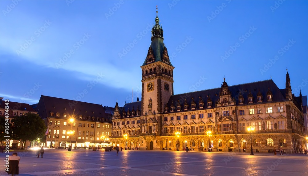 Obraz premium City hall at twilight