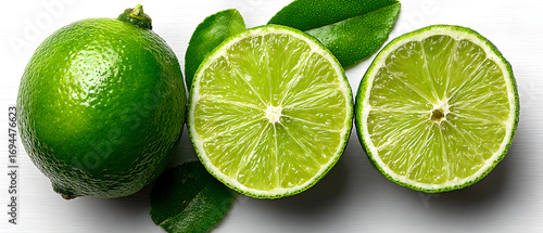 Fresh green lime with slice