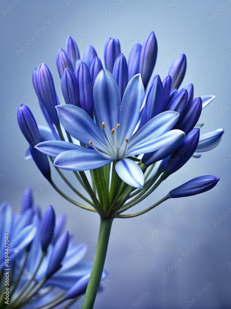 Fototapeta premium Close-up of African Blue Lily flowers swaying gently in the breeze