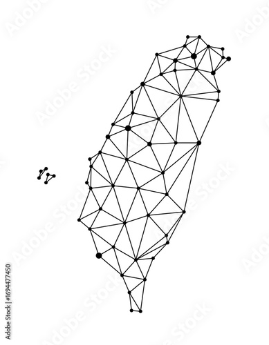 Taiwan map. Simple geometric map - connection dots mesh lines of Taiwan.