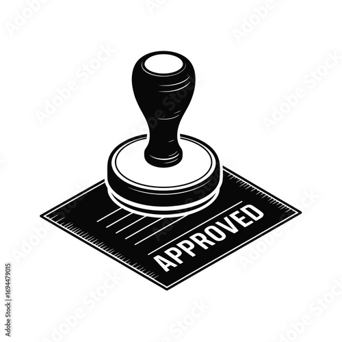 Rubber stamp marking document approved with ink
