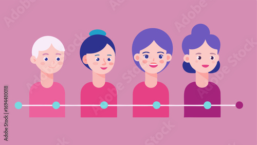 Age Progression A timeline showing different stages of skin appearance youthful to aged with annotations highlighting collagens diminishing presence over time.