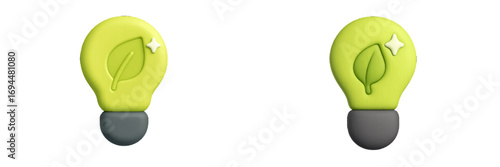 Green lightbulb with a leaf symbolizing sustainable energy, eco-friendly ideas, and environmental conservation