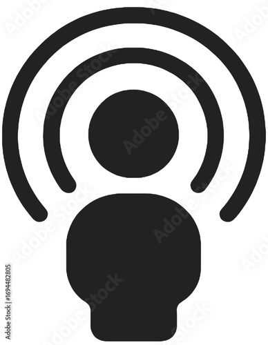 Minimalist Podcast Icon with Broadcast Signal for Audio and Streaming Apps