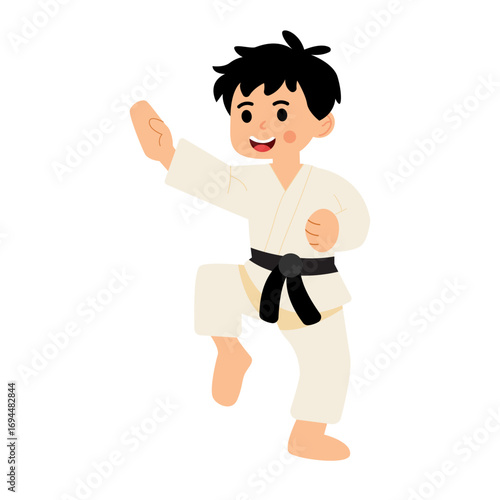 Karate Boy Block Pose